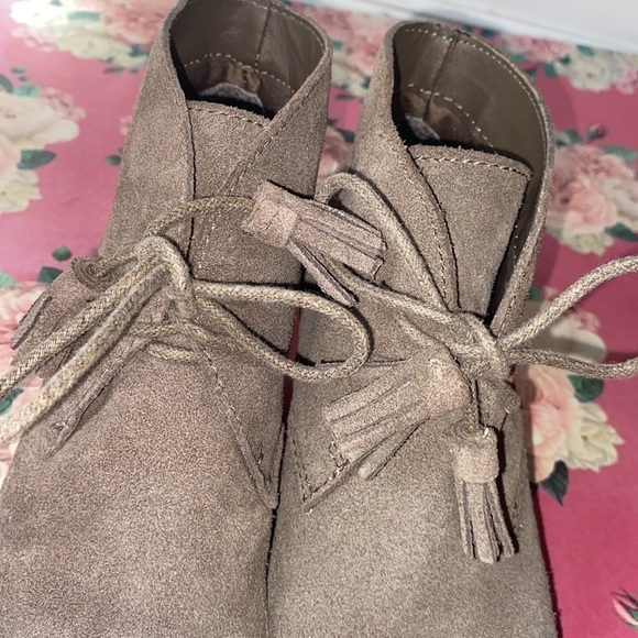 Crown vintage boots wedge suede‎ tan taupe leather 6.5 - Picture 3 of 7